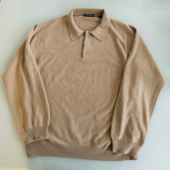 Joseph & Lyman Mens XL 100% Cashmere Brown LS Three Button Sweater - Picture 1 of 4